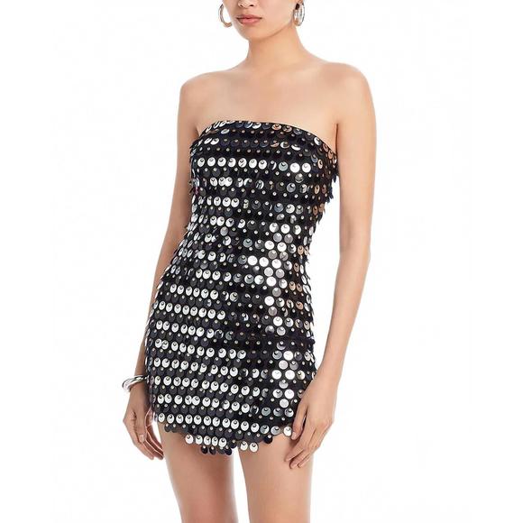 NEW THE NEW ARRIVALS giza paillette mini tube dress in black sequins